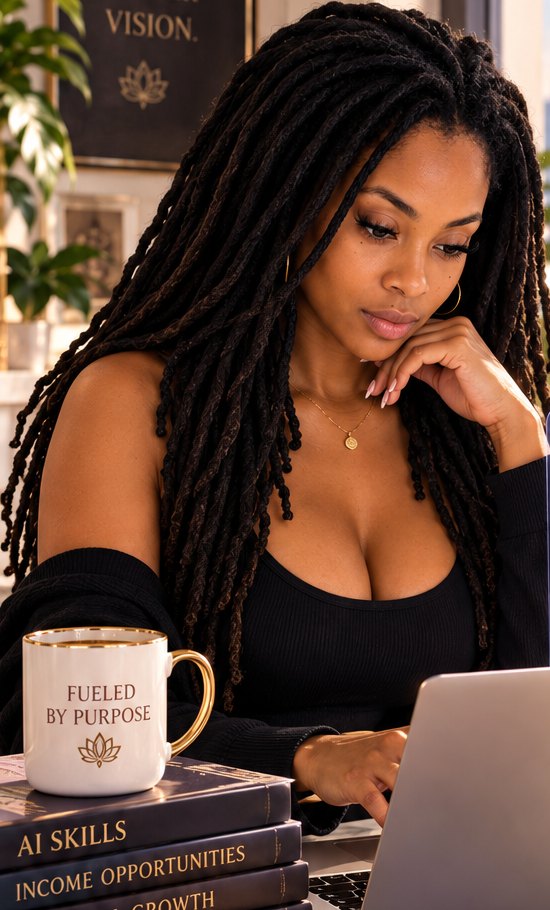 Woman learning AI skills at her laptop